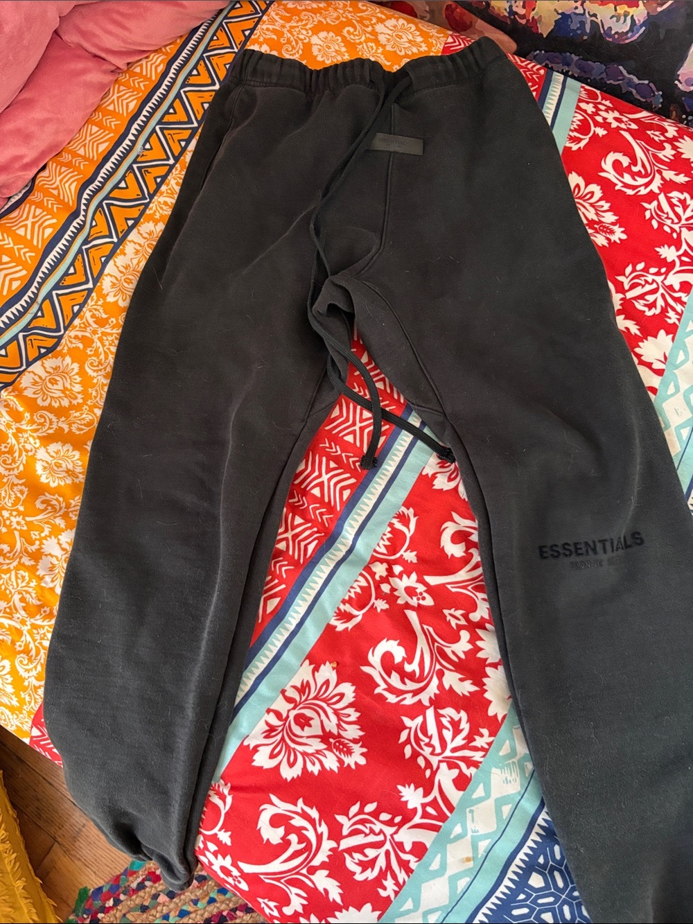 Essentials Black Sweatpants with Drawstring